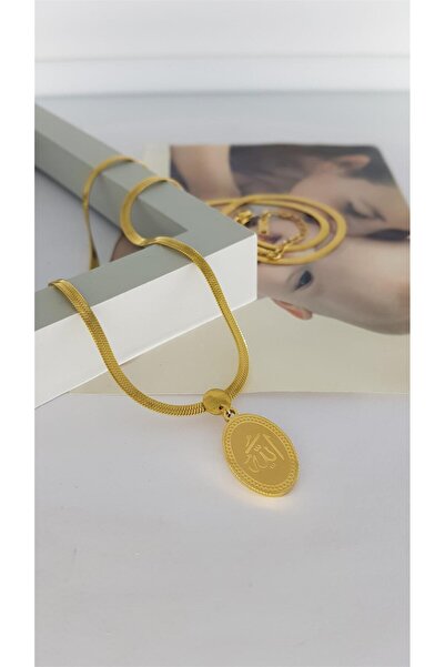 SONES Allah Yazılı 60 Cm Lik Italyan Zincirli Çelik Kolye | Sns200221