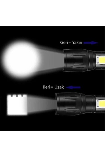 NEBİL HOME Ultra Güçlü 2500 Lumen 5w Cob Led Usb Şarjlı El Feneri Avcılık,kam...