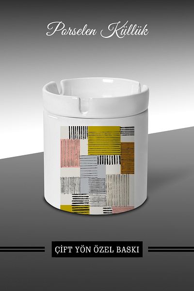 Bytwo Ethnic Kilim Pattern Ashtray - Πορσελάνινο Τασάκι - Επιτραπέζιο Τασάκι *külbytX160