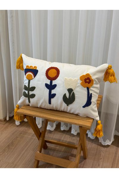 BUGİ HOME COLLECTİON Single Punch Embroidered Embroidered Poncho - Decorative Case