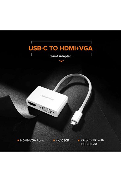 Ugreen Type-c To Hdmı Vga Dönüştürücü Adaptör
