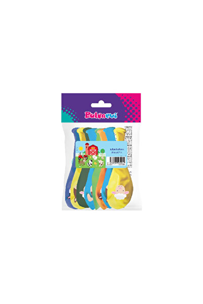 TATLI GÜNLER 4+1 ÇİFTLİK HAYVANLARI BASKILI 12" BALON 8'Lİ