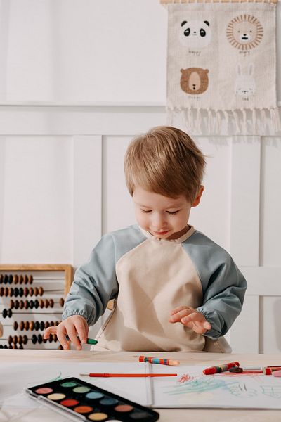 Dear Deer Love Noah Long Sleeve Feeding & Activity Bib 1-3 years - Teal