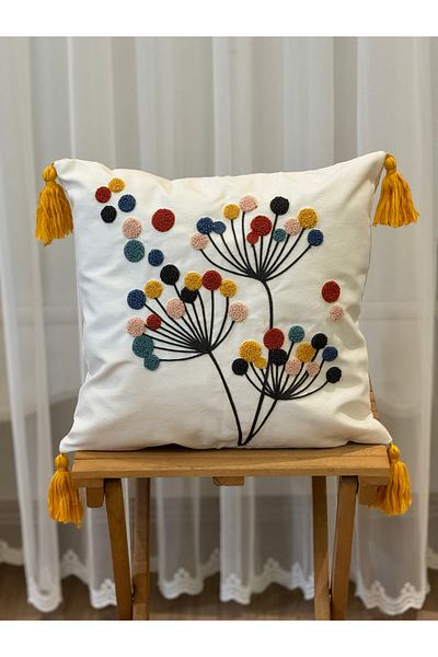BUGİ HOME COLLECTİON Poncho brodat cu un singur pumn - Cutie decorativa