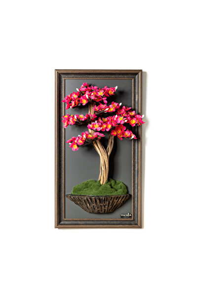 Omnia Concept Bonsai Tablaeu - 2-1 - Mdf Plaka Üzerinde Çerçeveli 3 Boyutlu Yapay Ağaç Tablosu 33x60 Cm
