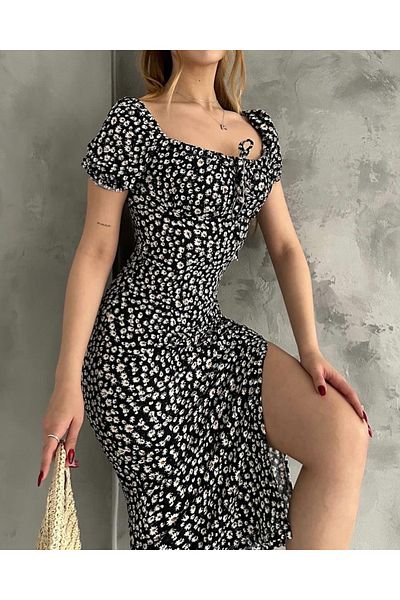 SUYA US WEAR Rochie cu fante cu flori crocante Bürümcük