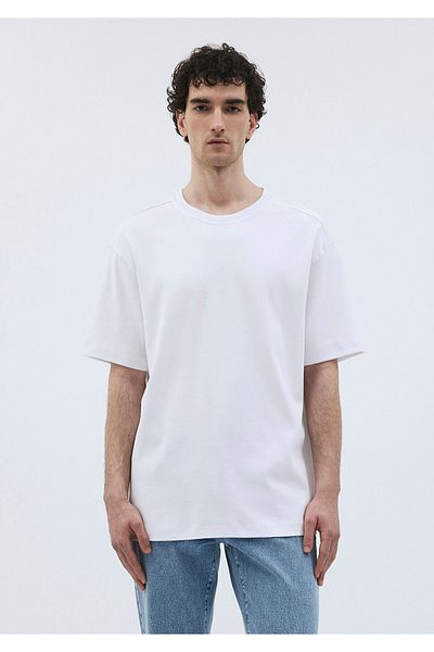 Mavi Premium Λευκό T-Shirt - Λεπτομέρεια ραφής, Loose Fit 0612150-620