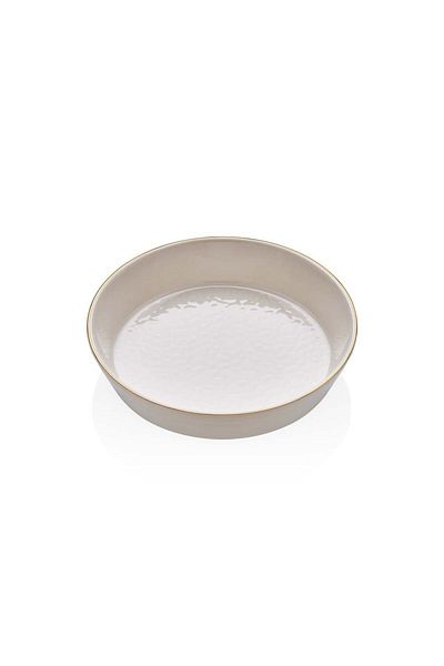 Glore Cream Gold Gilded Ceramic Horizontal Bowl Set of 2 - 20cm