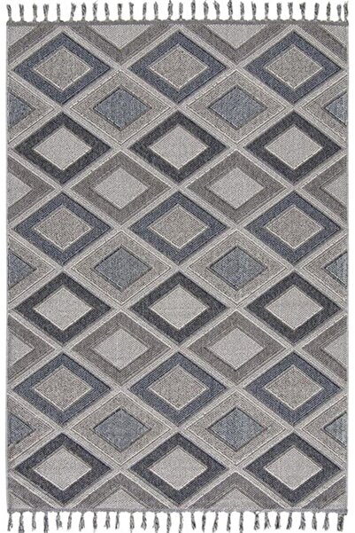 Dekorenti Çam Halı Enti Halı Bukle 1402 Gri Iskandinav Desenli Makine Halısı