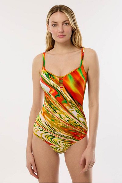 AYYILDIZ 4307 Orange Patterned Swimsuit