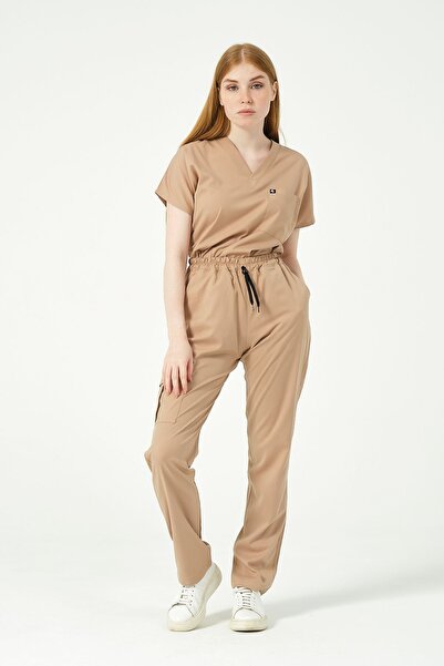 Pratik Medikal Αδελφικά Μπεζ Σκριμπ - Τσέπη Cargo από Lycra, Μανίκι Μπατ, Στο...