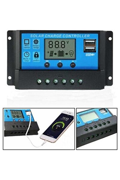 URETECH 30a Dijital Güneş Paneli Solar Akü Şarj Kontrol Cihazı 12v 24v