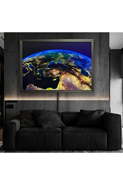 LTTASARIM Ledli Dünya Haritası Cam Tablo