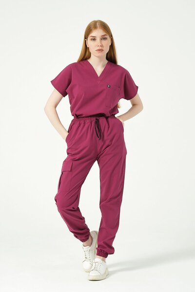 Pratik Medikal بدلة عداء ببطء للجنسين من الكرز ليكرا - بدلة عداء ببطء بأكمام ...