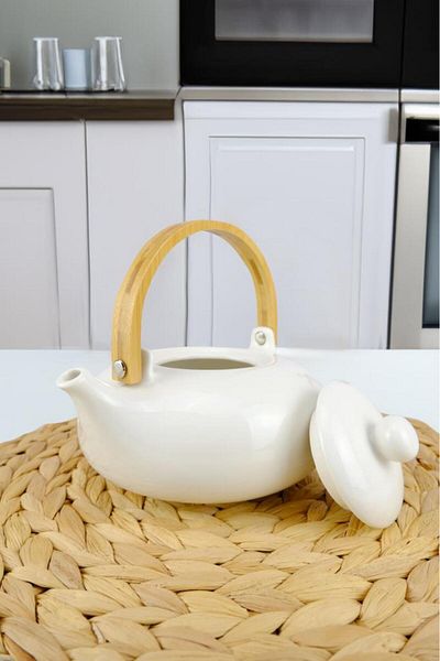 ACAR Safira Collection Porcelain Herbal Tea Pot Teapot 750 ml White - Porj-05197/12