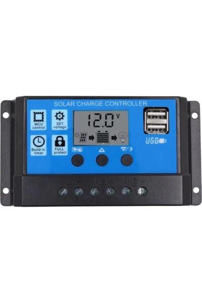 Solar 10 Amper 12-24 Volt Lcd Ekranlı Sarj Kontrol Cihazı Usb Çıkışlı 2 Yıl G...