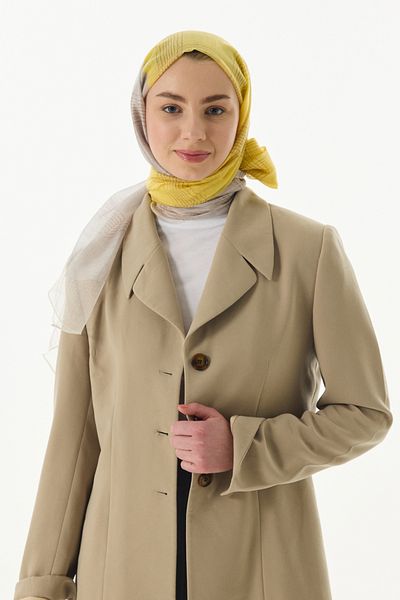 FENZA SCARF Yellow Striped Silvia Gilt Silk Shawl - High Design