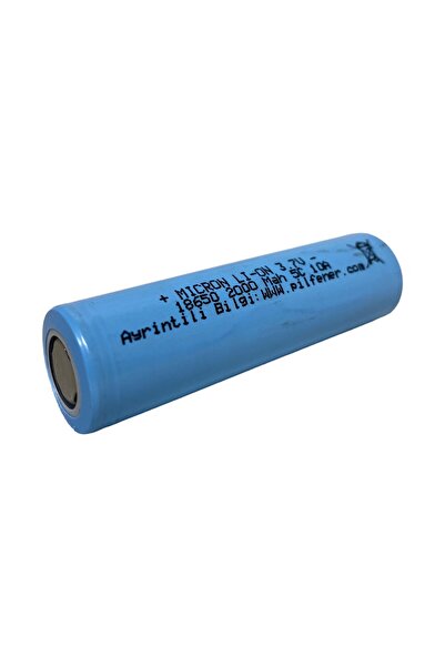 Micron 18650 3.7V (Volt) 2000 MaH(Amper) 5C Lityum Şarj edilebilir 1 Adet Pil(Batarya) Pil Kutusu Hediyeli