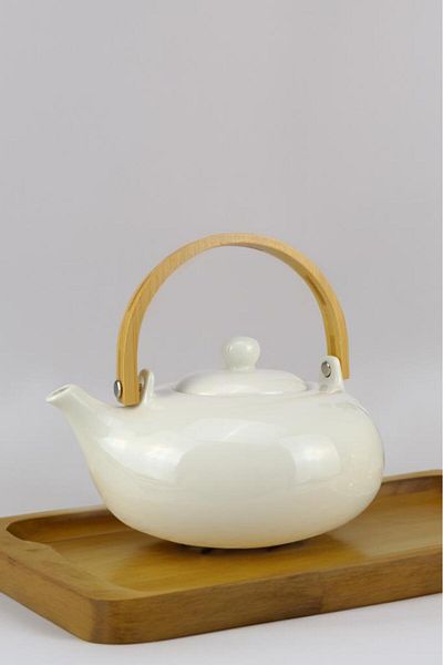 ACAR Safira Collection Porcelain Herbal Tea Pot Teapot 750 ml White - Porj-05197/12