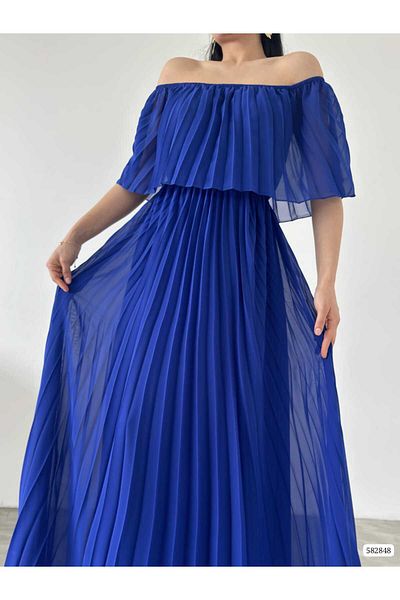 Secret Passion Lingerie Rochie de seară maxi cu design special, din țesătură din șifon plisat, cu umăr în afara sezonului nou582848