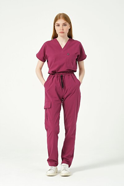 Pratik Medikal Scrub unisex Cherry Lycra - Costum de buzunar cargo cu mâneci ...