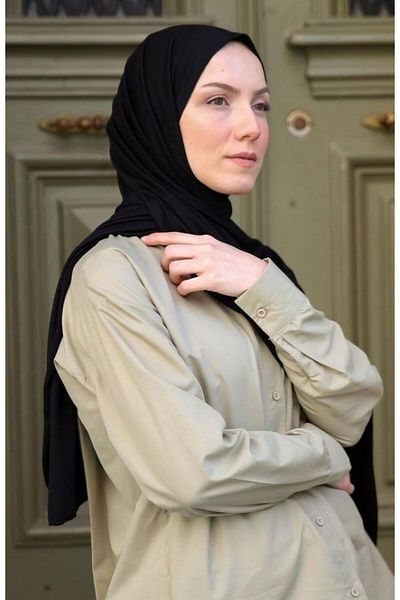 FRESCO SCARFS Hijab Hijab Şal Pieptănat Negru