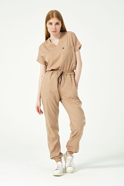 Pratik Medikal بدلة ركض ليكرا بيج للجنسين بأكمام طويلة