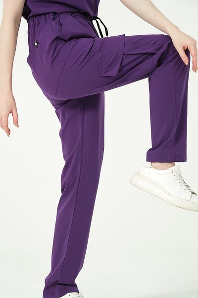 Pratik Medikal Unisex Doctor Nurse Jersey - Purple Lycra with Cargo Pocket