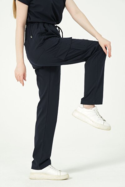 Pratik Medikal Unisex Bleumarin Lycra Fund unic cu buzunar cargo - Uniforma D...