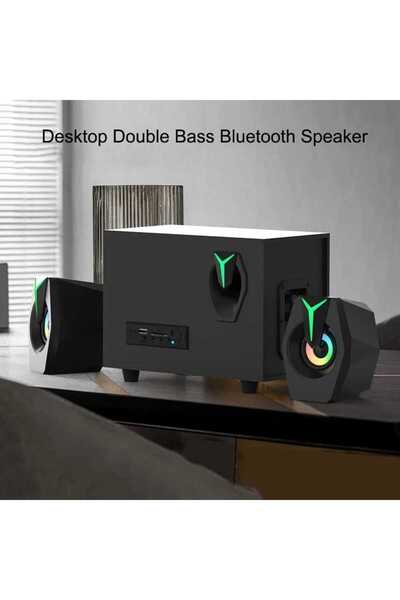 MULTIMEDIA BLUETOOTH SPEAKER SD CARD USB 2.1 CHANNEL SUBWOOFER 2+1 ILLUMINATED PC SPEAKER