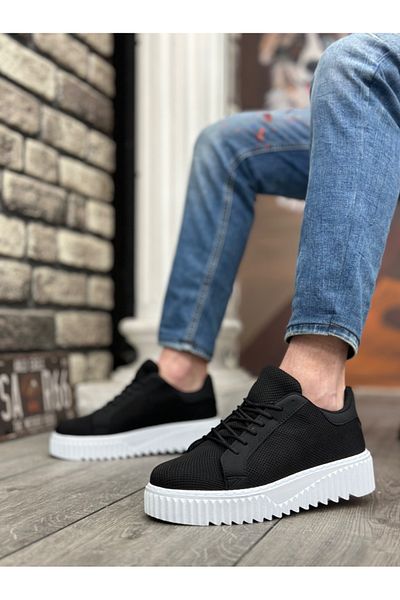 BOA BA0803 BOA High Sole Knitwear Black Men's Shoes