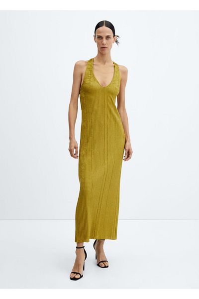 MANGO Woman Φόρεμα με πλισέ με ανοιχτή πλάτη