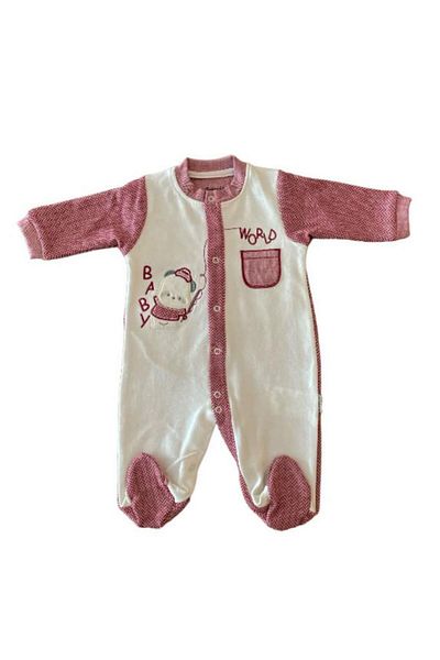 Pivami Baby Rompers Claret Red Bear Pattern