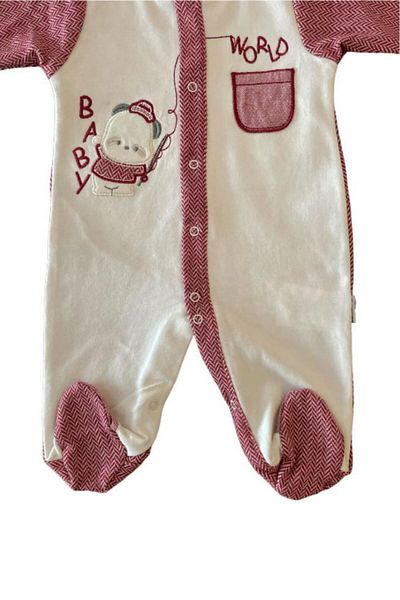 Pivami Baby Rompers Claret Red Bear Pattern