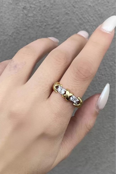 Only Vogue 2 Years Warranty Certificated Silver Color Stone Detailed Adjustable Ring