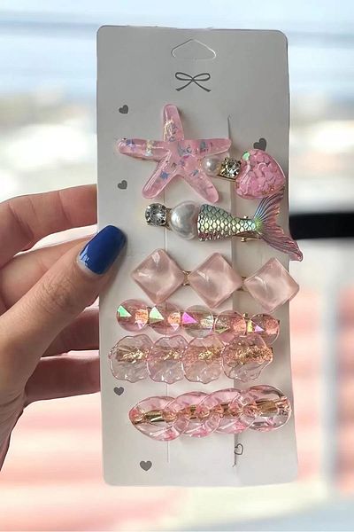 FN 6-Piece Pink / Blue Color Mixed Figure Side Buckle Set