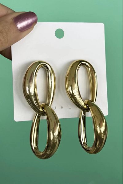 Only Vogue 2 Year Warranty Certificated Gold Color Chain Earrings (Pair)