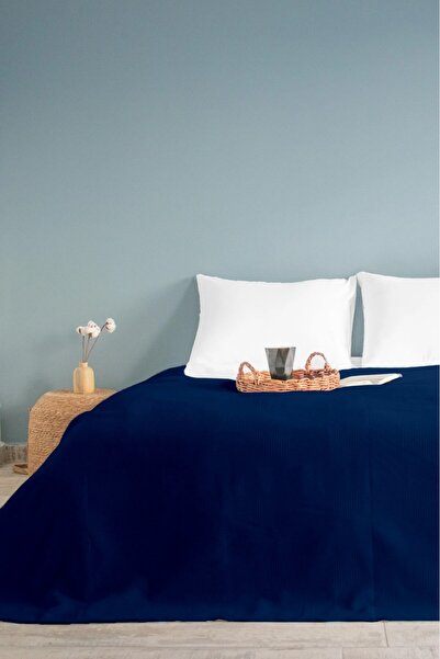 sethome collection Piqué cu model de șah albastru bleumarin unic. Hotel Pike în carouri 160 x 230 cm