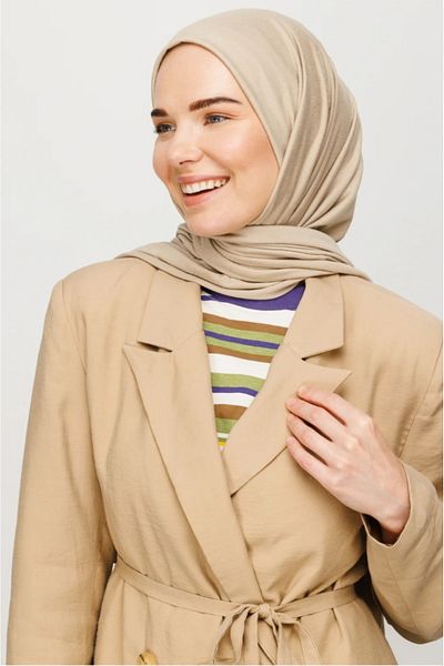 FRESCO SCARFS Hijab Hijab χτενισμένο βαμβακερό σάλι ΚΡΕΜΑ