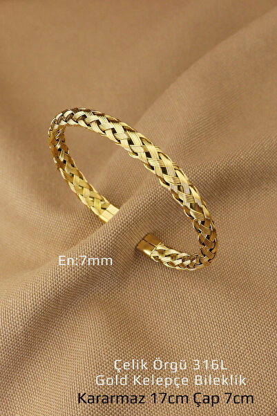 Keyifli Hayaller Örgü Model Modern 316L Çelik Bileklik Kelepçe Kararmaz Solmaz 17cm - Yeni Sezon Trend