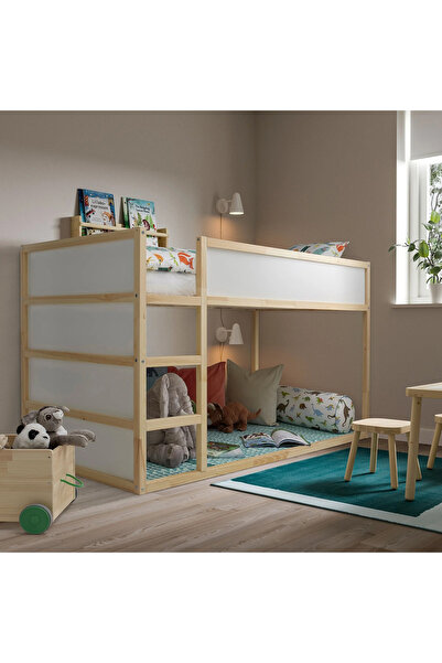 IKEA beyaz-çam 90x200 cm  beyaz-çam ters çevrilebilen çocuk karyolası akdenizshop