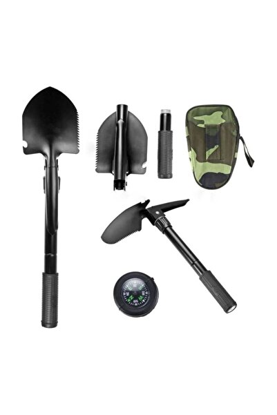 CARNIVAL LAND Portatif Taşınabilir Çantalı Pusulalı Katlanabilir Kazma Kürek Kamp Seti 3 in 1