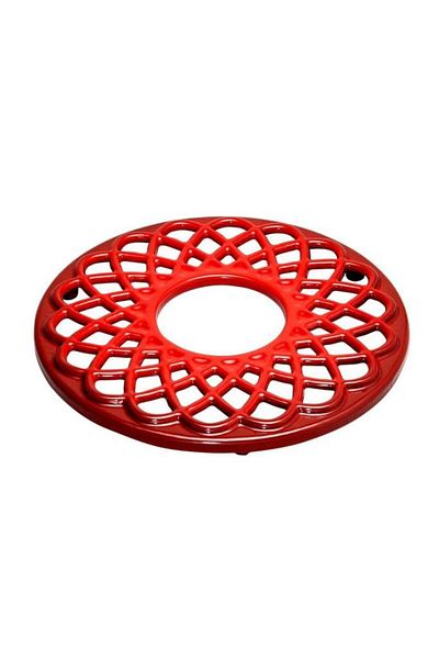 Sürel Shiny Matte Enameled Gradient Red Round Trivet 20 Cm