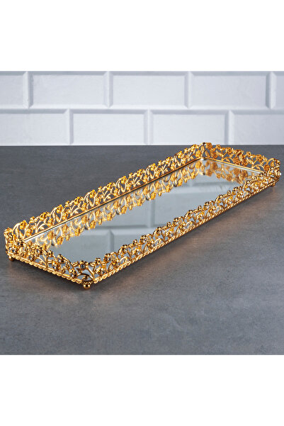 Hinora Diamond Stone Baton Tavă fără mâner Tavă de ciocolată Jardinyer din metal cu oglindă Mare Aur