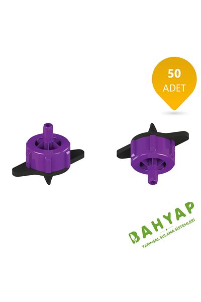Bahyap Drip Irrigation Dripper Pressure Adjustable Purple Dripper 2 Lt/h - 50 Pieces