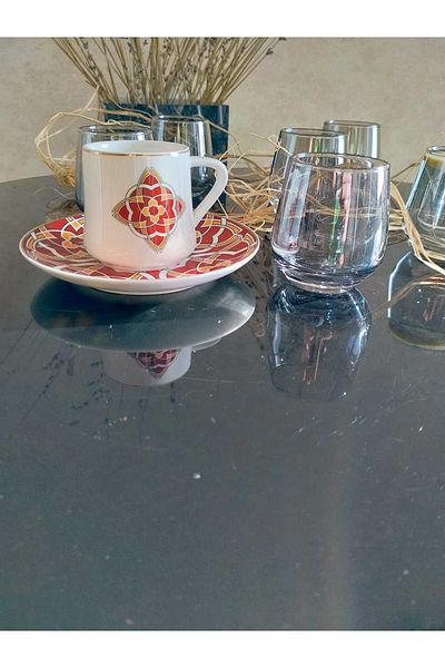P H Panayır Home Luxury Smoked Coffee Side Water Cup Set, Zemzem Cup and Dowry Gift