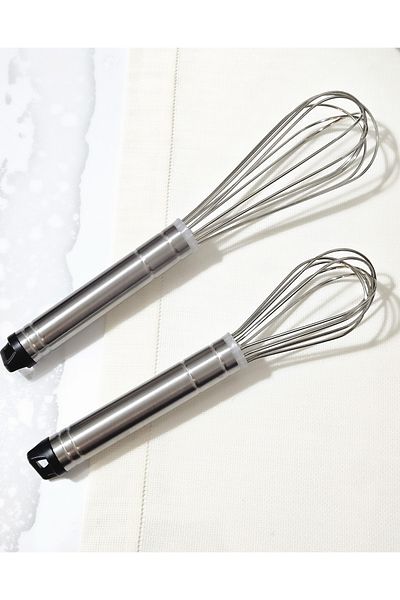 BRE HOME 4 Pieces Stainless Steel Whisk Serving Spoons Set, 2 Serving Spoons 2 Pieces Pastry Cake Whisk