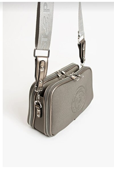 Just Polo Kadın Gri 5 Bölmeli Lacoste Omuz Ve Çapraz Askılı Çantası-JP6000