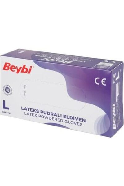 Store Beybi Lateks Pudralı Tek Kullanımlık Eldiven -L- 100 Adet