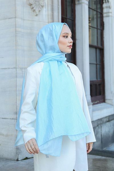 Hint İpek Şal Voile O singură culoare Voile Albastru Baby Vualv01-07